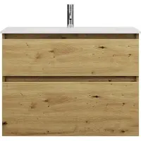 Burgbad Lin20 Waschtischunterschrank mit Mineralguss-Waschtisch 82 cm, 2 Auszüge