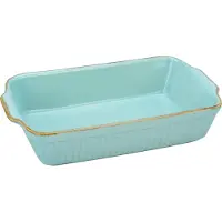 Creatable Auflaufform "Classic Vintage", grün (hellmint), B:20cm L:34cm, Steinzeug, Auflaufformen, Auflaufform, mit markantem Streifendekor, 20 x 34 cm