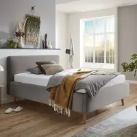 Meise Polsterbett .MÖBEL "Mattis", grau (ash), B:161cm H:105cm L:218cm, Bezug Bett: Struktur Gewebe (100% Polyester), Betten, Polsterbett, Topseller, wahlweise mit Bettkasten