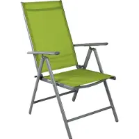 Mojawo Garten Klappstuhl Gartenstuhl Hochlehner Alu Textilen Silbergrau/Lime