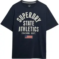 Superdry für Herren. M1012176A Athletic Essential navy T-Shirt (XXL), Lässig, Baumwolle, Kurzarm, Marine