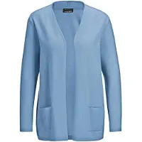 Goldner Strickjacke "Cardigan in langer offener Form", Damen, Gr. 44, blau, Obermaterial: 100% Kaschmir WS., figurumspielend, eng Rippe, Pullover Strickjacke, Aufwendig in Form gestrickt