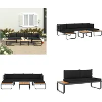 vidaXL 4 tlg. Garten Ecksofa Set mit Auflagen Aluminium und WPC - Sofa - Sofas - Ecksofa - Ecksofas