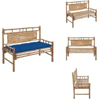 vidaXL Gartenbank mit Auflage 120 cm Bambus - Gartenbänke