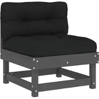 vidaXL Mittelsofa mit Kissen Grau Massivholz Kiefer - Gartensofaelemente
