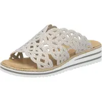 Rieker Damen Pantolette beige mit Glitzersteinchen 36