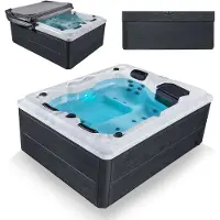 Artsauna Outdoor Whirlpool Oasis - Spa mit Massagedüsen, LED-Beleuchtung, 2 Filter, Abdeckung, Pumpe - Whirlpool winterfest & beheizbar
