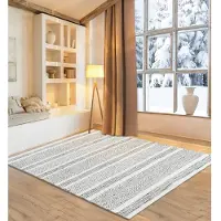 Otto Home Wollteppich "Prenten", beige (natur grau), B:65cm H:10mm L:130cm, Schurwolle, Teppiche, Wollteppich, Handweb Teppich, reine Wolle, gestreift, modernes Design, Wohnzimmer