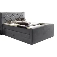 Home affaire Boxspringbett "Atlanta", grau (anthrazit), B:140cm L:221cm, Kunststoff, Massivholz, Stoff, Komplettbetten, Boxspringbett, inklusive Topper und Bettkasten