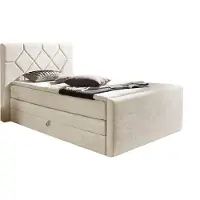 Home affaire Boxspringbett "Atlanta", beige (creme), B:110cm L:221cm, Kunststoff, Massivholz, Stoff, Komplettbetten, Boxspringbett, inklusive Topper und Bettkasten