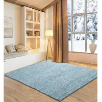 Otto Home Wollteppich "Pirker, handgewebt", blau, B:140cm H:12mm L:200cm, Schurwolle, Teppiche, Wollteppich, Handwebteppich, meliert, reine Wolle, Wendeteppich, Scandi, Wohnzimmer