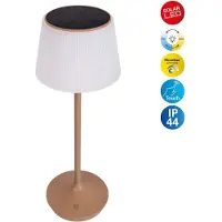 Näve LED Tischleuchte "Solarleuchte / Akkuleuchte "EMMI", beige (natur), 1, Ø 13cm H: 38cm, 1 Stk., Leuchten, Solarbetrieb, Akkubetrieb, CCT, Berührungssensor, Akkutischleuchte, LED Tischleuchte
