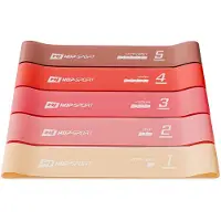 Hop-Sport Fitnessbänder Widerstandsbänder aus Latex – Resistance Bands mit fünf verschiedenen Widerstandsstufen rot