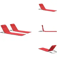 vidaXL Klappbare Strandmatte 2 Stk. Stahl und Stoff Rot - Sonnenliegen
