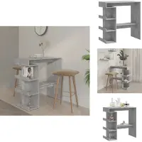 vidaXL Bartisch mit Regal Betongrau 100x50x101,5 cm Holzwerkstoff - Esstische