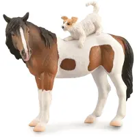 Collecta nutztiere Pferd Hund junior 12,5 cm braun/weiß