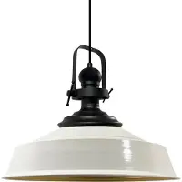 Bamyum Pendelleuchte Schwarz-Asletl, Metall Ø40 cm, weiß-weiß Modern Hängelampe