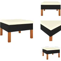 vidaXL Fußbank Poly Rattan und Eukalyptus Massivholz - Gartensofaelemente