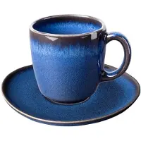 Villeroy & Boch Tasse "Kaffeetasse mit Untertasse Lave 190 ml", blau (bleu), Steingut, LIKE. BY , Trinkgefäße, Tasse
