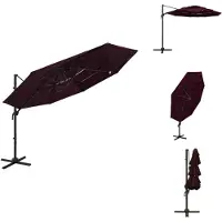 vidaXL Sonnenschirm mit Aluminium-Mast 4-lagig Bordeauxrot 3x3 m - Sonnenschirme & Sonnenschutze