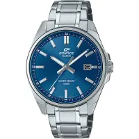 Casio Quarzuhr EDIFICE, silber (blau, edelstahlfarben, blau), Armbanduhren, Herren, edelstahlfarben, Quarzuhr, Armbanduhr, Herrenuhr, bis 10 bar wasserdicht, Datum, Edelstahlarmband