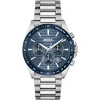 BOSS Herrenuhr Strike 1514240, Edelstahl, Chronograph, Silberfarben
