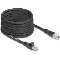 DeLOCK 80586, 10 m, Cat5e, S/FTP (S-STP), M12, RJ-45, Schwarz