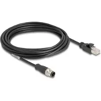 DeLOCK M12 Kabel D-kodiert 4 Pin Stecker zu RJ45 Stecker PVC 5 m, 5 m, Cat5e, S/FTP (S-STP), M12, RJ-45, Schwarz