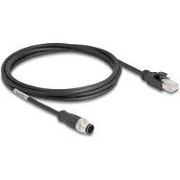DeLOCK M12 Kabel A-kodiert 8 Pin Stecker zu RJ45 Stecker PVC 2 m, 2 m, Cat5e, S/FTP (S-STP), M12, RJ-45, Schwarz