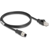 DeLOCK M12 Kabel A-kodiert 8 Pin Stecker zu RJ45 Stecker PVC 1 m, 1 m, Cat5e, S/FTP (S-STP), M12, RJ-45, Schwarz