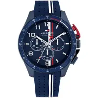 Tommy Hilfiger Chronograph Quarz Uhrfür Herren mit Marinblaues Silikonarmband -
