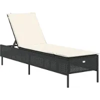 The Living Store Sonnenliege mit Auflage Schwarz Poly-Rattan