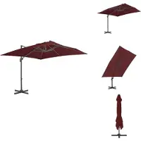 vidaXL Ampelschirm mit Aluminium-Mast Bordeauxrot 400x300 cm - Sonnenschirme & Sonnenschutze