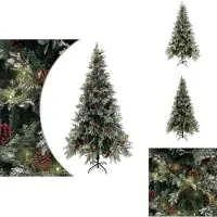vidaXL Weihnachtsbaum mit Beleuchtung und Kiefernzapfen 225 cm PVC&PE - Weihnachtsbäume