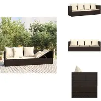 vidaXL Outdoor-Loungebett mit Kissen Braun Poly Rattan - Sonnenliegen