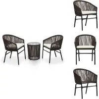 vidaXL 3-tlg. Bistro-Set mit Kissen PE-Rattan Braun - Gartenmöbel-Sets