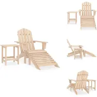 vidaXL Adirondack-Gartenstuhl mit Fußstütze & Tisch Massivholz Tanne - Gartenmöbel-Sets