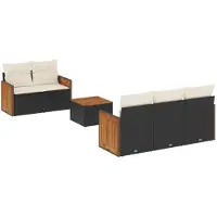 The Living Store 6-tlg. Garten-Sofagarnitur mit Kissen Schwarz Poly Rattan