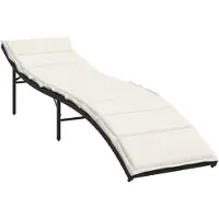 The Living Store Sonnenliege mit Kissen Schwarz 55x199x50 cm Poly Rattan
