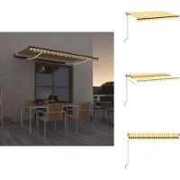 vidaXL Automatische Markise mit LED & Windsensor 450x350 cm Gelb/Weiß - Markisen