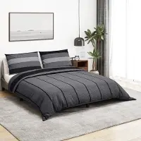 The Living Store Bettwäsche-Set Dunkelgrau 200x200 cm Baumwolle