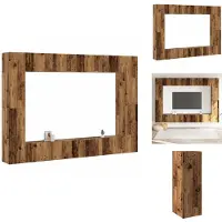 vidaXL 8-tlg. TV-Schrank-Set Wandmontage Altholz-Optik Holzwerkstoff