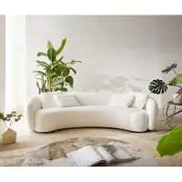 DELIFE 3-Sitzer Larna 260x120 cm Bouclé Creme-Weiß