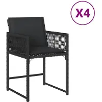 The Living Store Gartenstühle mit Kissen 4 Stk. Schwarz Poly Rattan