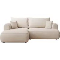 Selsey Ovo Mini - Eckschlafsofa linksseitig mit Stauraum, Easy-Clean-Chenille-Bezug, creme