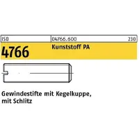 Reyher DIN 551 / ISO 4766 - Polyamid PA6.6 natur - M 10x30 - Gewindestifte mit Schlitz und Kegelkuppe