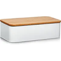 Zeller Brotkasten PRESENT "Bamboo", weiß, B:23cm H:13cm L:42,5cm, Bambus, Metall, Lebensmittelaufbewahrungsbehälter, Brotkasten, Länge ca. 42,5 cm
