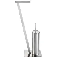 Wenko WC-Garnitur "Lirio", silber (satiniert), B:15cm H:68,5cm L:30cm, Metall, Reinigungsbürsten, WC-Garnitur
