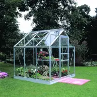Halls Gewächshaus Popular 66 Sicherheitsglas 3 mm 193 x 319 cm aluminium