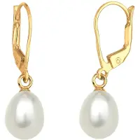 Elli Paar Ohrhänger "Ohrringe Süßwasserzuchtperle Basic Klassisch 925 Silber" Gr. 20, gold, Ohrringe, Damen, 20, Silber 925 (Sterlingsilber), Paar Ohrhänger